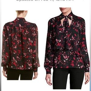 PARKER  Blouse Ruffle Long Sleeve NWOT  Tie Bow Small